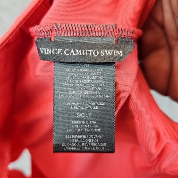 Vince Camuto One-Shoulder Tankini Top Womens Size S Pop Coral Removeable Pads - Picture 6 of 6